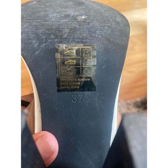 Sol Sana black/tan/white block heel ankle tie shoes size 37 - Picture 7 of 7